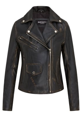 Dam Vintage Svart Klassisk Brando Biker Läderjacka - Broome