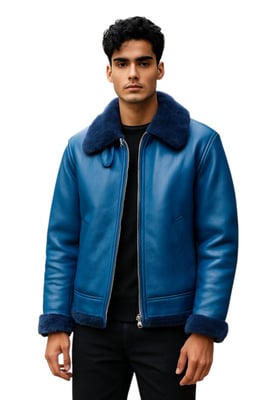Herr Blå B3 Bomber RAF Aviator Fårskinnsjacka - Worcester