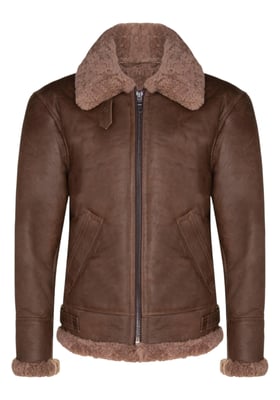 Brun herrjacka med fårskinnsläder, B3 WW2, flygande pilotjacka - Seshego