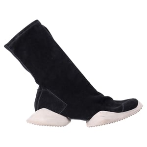 Rick Owens x Adidas Sock Runner Sneakers i svart mocka