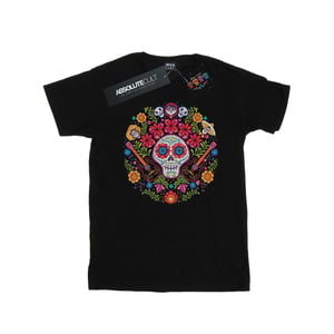 Disney Mens Coco Embroidered Skull Print T-Shirt (Black)