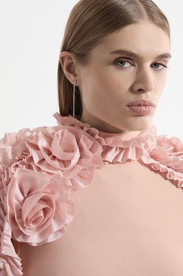 Figure Form Bandage Knit Rosette Detail Midi Dress