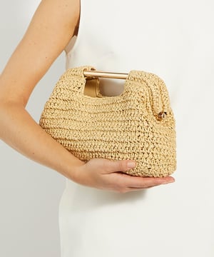 Dune Accessories Elsabeth - Raffia Bag With Gold Handles