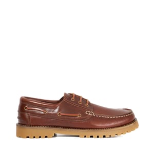 Dune Mens St Bart - Leather Lace Detail Boat Shoes