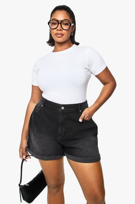 Plus Denim Mom Short