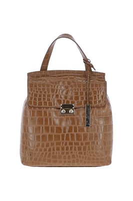 Croc Print Real Leather Backpack