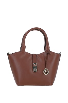'Maristella' Real Leather Handbag with Detachable Crossbody Strap