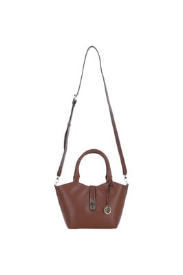 'Maristella' Real Leather Handbag with Detachable Crossbody Strap