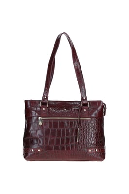 'Velutto Eleganza' Zip Mid Section Real Leather Shoulder Bag