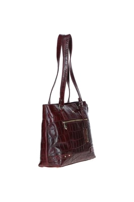 'Velutto Eleganza' Zip Mid Section Real Leather Shoulder Bag