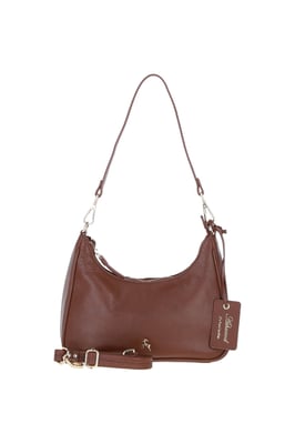 Real Leather Shoulder Bag with Detachable Crossbody Strap