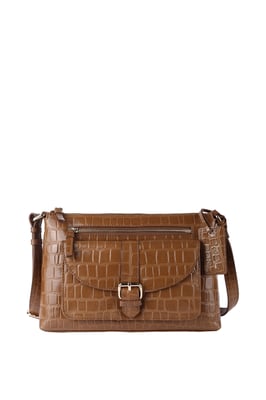 'Pretty' Croc Embossed Leather Shoulder Bag
