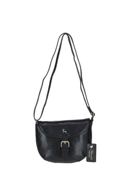 'Violet' Real Leather Flap-Over Crossbody Bag