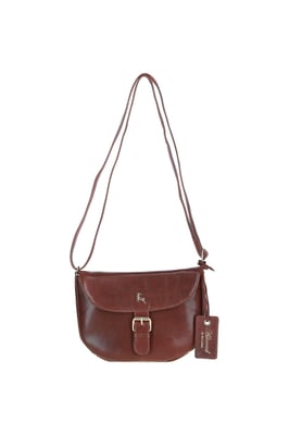'Violet' Real Leather Flap-Over Crossbody Bag