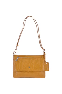 'Siane' Croc Print Real Leather Crossbody Bag