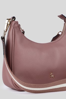 'Bella Toscana' Real Leather Crossbody Bag with Webbing Strap
