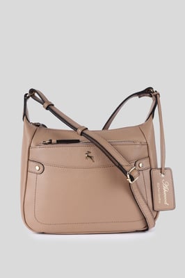 'Classico Napoli' Real Leather Top Zip Crossbody Bag