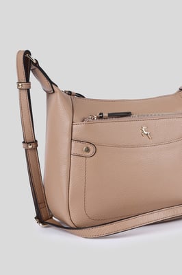 'Classico Napoli' Real Leather Top Zip Crossbody Bag