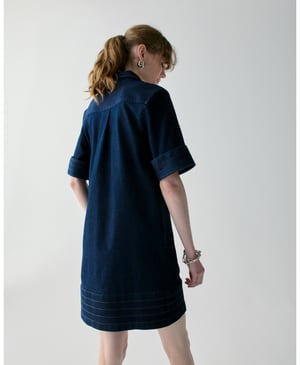 Denim Trapunto Mini Shirtdress
