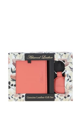 Elegant Real Leather Card Holder & Key Ring Set