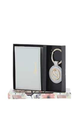 Elegant Real Leather Card Holder & Key Ring Set