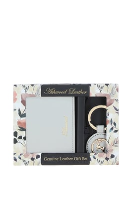 Elegant Real Leather Card Holder & Key Ring Set
