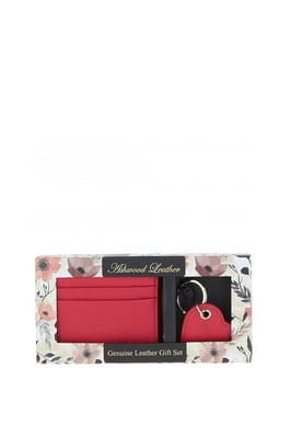 Real Leather Card Holder & Key Ring Gift Set