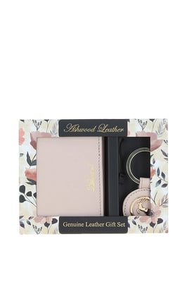 Elegant Real Leather Card Holder & Key Ring Set
