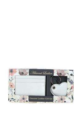 Real Leather Card Holder & Key Ring Gift Set