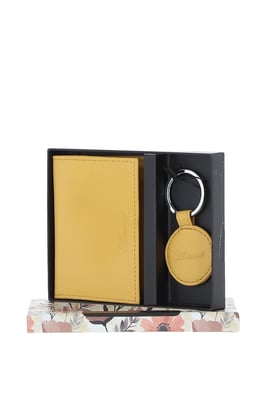 Elegant Real Leather Card Holder & Key Ring Set