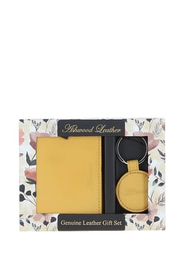 Elegant Real Leather Card Holder & Key Ring Set