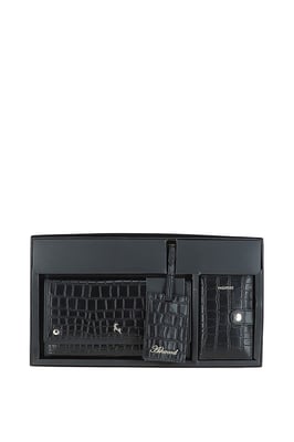 'Wise Tour' Croc Print Real Leather Gift Travel Set