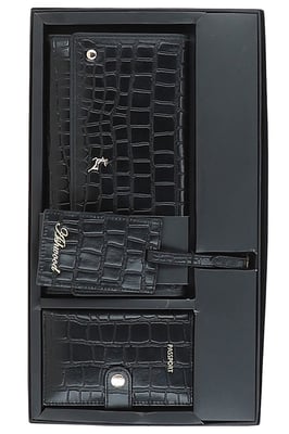 'Wise Tour' Croc Print Real Leather Gift Travel Set