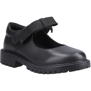 Hush Puppies Astrid Bow Meisjes Zwart Leren Schoenen