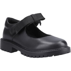 Hush Puppies Astrid Bow Meisjes Zwart Leren Schoenen
