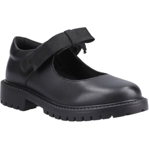 Hush Puppies Astrid Bow Meisjes Zwart Leren Schoenen