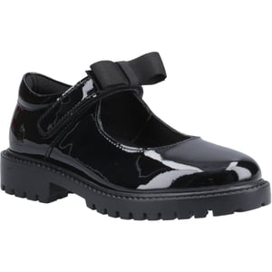 Hush Puppies Astrid Bow Meisjes Zwart Leren Schoenen