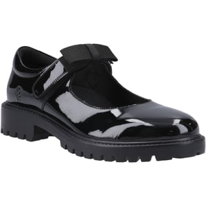 Hush Puppies Astrid Bow Meisjes Zwart Leren Schoenen