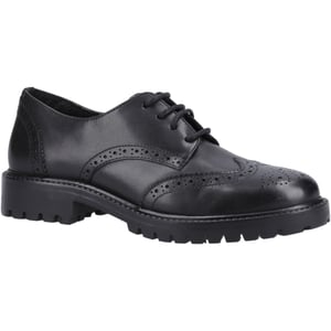 Hush Puppies Athena Senior Läderflickors Svarta Brogues