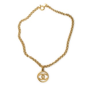 Large CC Round Pendant Chain Necklace  Ketting