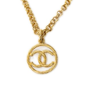 Large CC Round Pendant Chain Necklace  Ketting