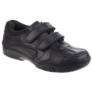 Hush Puppies Jezza Senior Leer Jongens Zwarte Loafers