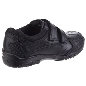 Hush Puppies Jezza Senior Leer Jongens Zwarte Loafers