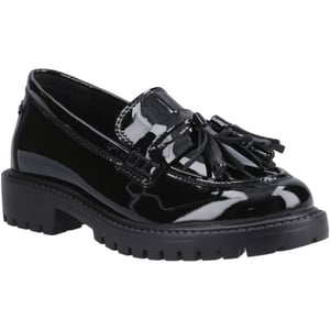 Hush Puppies Abigail Patent Senior Flickors Svarta Mockasiner I Läder