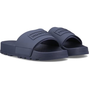Hunter Core Embossed Slider Polyester Marineblauwe Slippers