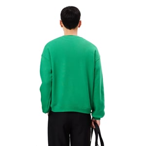 Lacoste Unisex Fleece Loose Fit Sweatshirt met accenten voor volwassenen (Groen)