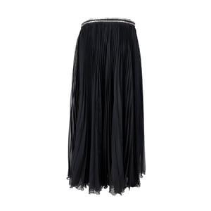 Prada Steen Versierde Plissé Rok - '10s