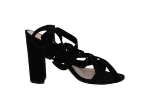Gianvito Rossi Netley Mews Heeled Sandals in Black Suede