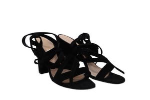 Gianvito Rossi Netley Mews Heeled Sandals in Black Suede