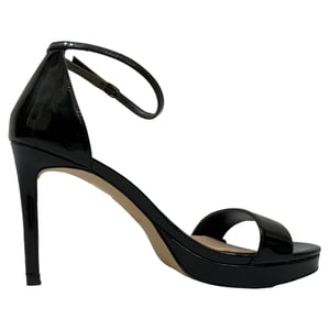 Stuart Weitzman Nudist Platform Sandals in Black Patent Leather